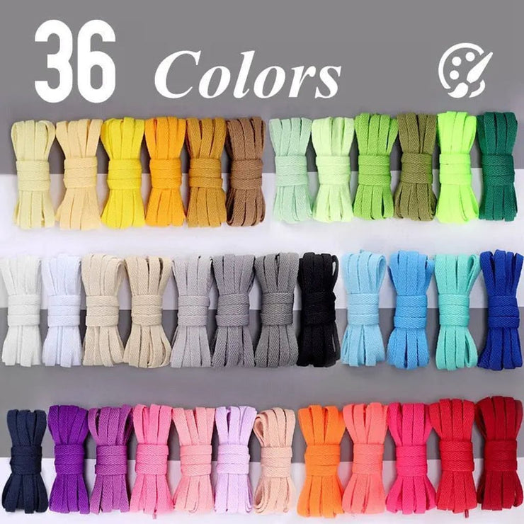 1Pair Flat Shoelaces for Sneakers 36colors Fabric Shoelaces White Black Shoelace Boot Laces for Shoes Classic Soft Shoestrings
