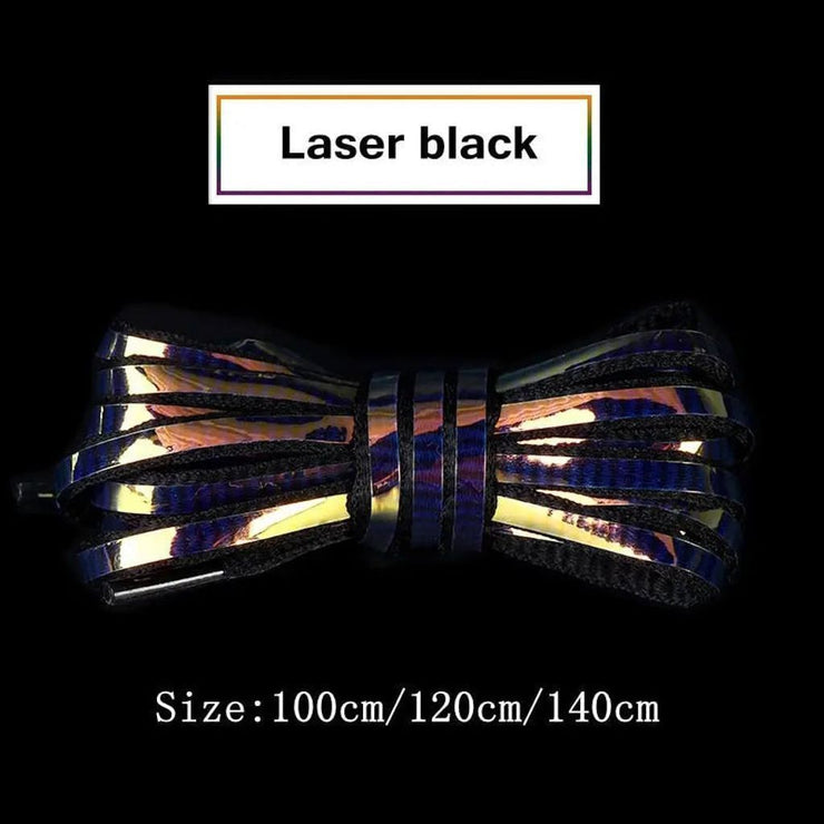 1Pair Semicircle Reflective Shoelaces Luminous Sneakers Shoelace Laser sequin Shoe laces Fluorescent Laces Shoes 100/120/140cm