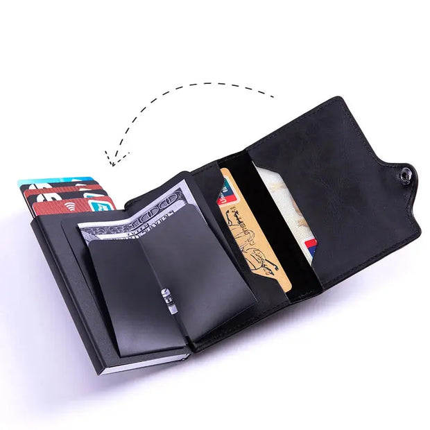2022 Men Women Credit Card Holder Anti Rfid Protection Wallet Leather Slim Mini Wallet Metal Aluminum Business id Card Case Bag