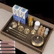 Brass Incense Set Wax Melt Incense Burner Home Portable Hand Fragrance Powder Making Incense Burner Seal Moulding Tools