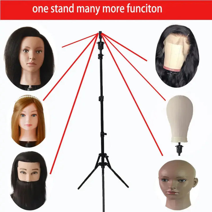 Canvas Block Head Display Training Mannequin Head Styling Manikin Doll Head Wig Tripod Stand Free Get T Pins Wig Install Kit