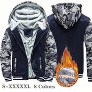 Men's Jacket Winter Camouflage Fleece Thicken Hooded Jackets Male Long Sleeve Coat Casual Zip Up Hoodies Streetwear Men's Coats