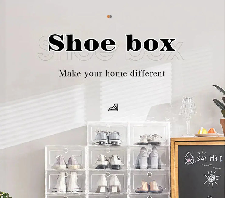 6pcs/Set Fold, Plastic Shoes Case Thickened Transparent Drawer Case, Plastic Shoe Boxes Stackable Box Shoe Organizer Shoebox