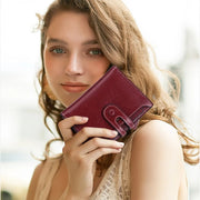 SENDEFN Fashion Women Wallet Genuine Leather Lady Wallets Female Hasp Double Zipper Coin Purse ID Card Holder Short Wallet 304