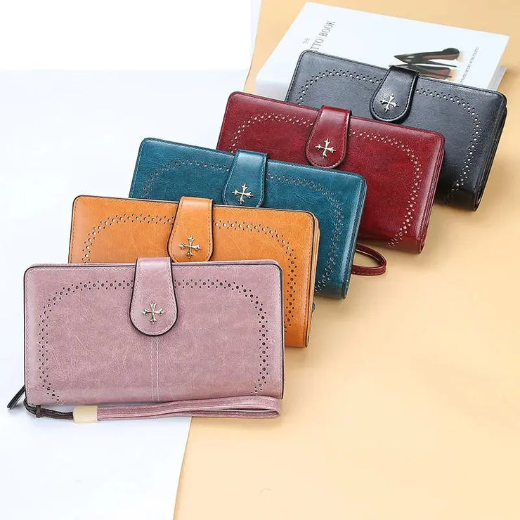 Women Wallet High Quality RFID Anti-theft Leather Wallets for lady Long Zipper Ladies Card Holder Wallet Female Clutch Bag Purse