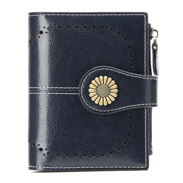 SENDEFN Small Womens Wallet Luxury Leather Bifold Card Holder RFID Blocking Zipper Coin Pocket 16 Card Slots Short Style 5215