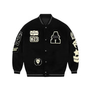 Men's spring and autumn baseball uniform Y2K retro trend leather jacket heavy industry embroidery white short coat