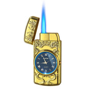 Embossed Watch Inflatable Windproof Lighter True Dial LED Blue Light Aperture