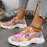 Flyknit Casual New Running 3D Printed Flowers Slip-on Light Running Shoes