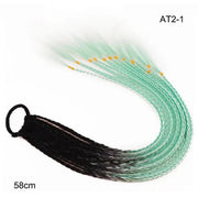 Hair Color Gradient Dirty Braided Ponytail Women Elastic Hair Band Rubber Band Hair Accessories Wig Headband 60cm
