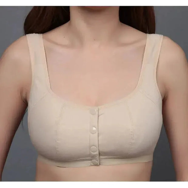 Hot 34 36 38 40 42 44 B C D Cup brassiere summer Women Front 5 Button Thin Cotton Bra For female Push Up Sleeping Bralette C3-5
