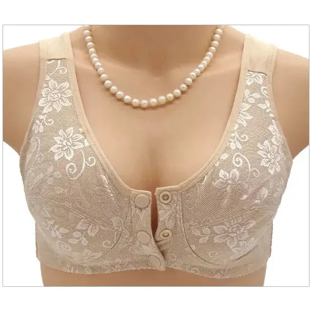 Hot 34 36 38 40 42 44 B C D Cup brassiere summer Women Front 5 Button Thin Cotton Bra For female Push Up Sleeping Bralette C3-5