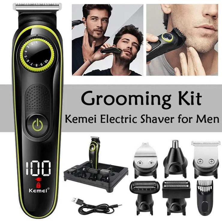 Kemei Hair Trimmer Electric Clipper Beauty Kit Multifunction Mens Shaver Beard Trimmer Cordless Cutting Machine LCD Display 5