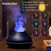 Kinscoter Volcanic Aroma Diffuser Essential Oil Lamp 130ml USB Portable Air Humidifier with Color Flame Night Light