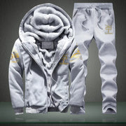 Men's Winter Sportswear Set Hooded Casual Hooded Thickened Warm Sweatshirt+Pants Two Piece Set