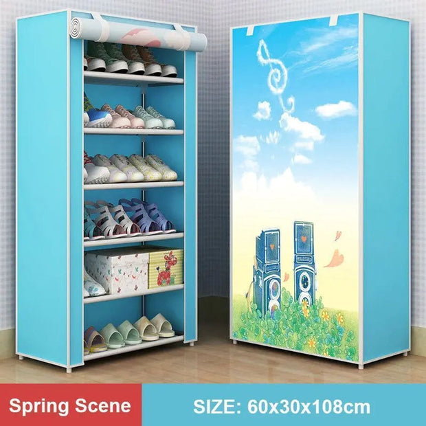 Simple Shoe Cabinet DIY Dust-proof Fabric Organizer Stand Holder Hallway Saving Space Shoe Shelf Home Furniture Storage Shoe Rack