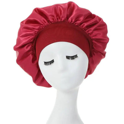Women's Night Sleep Hair Caps Silky Bonnet Satin Double Layer Adjust Head Cover Hat For Curly Springy Hair Styling Accessories