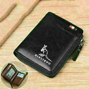 Fashion Men's Coin Purse Wallet RFID Blocking Man Leather Wallet Zipper Business Card Holder ID Money Bag Wallet Male