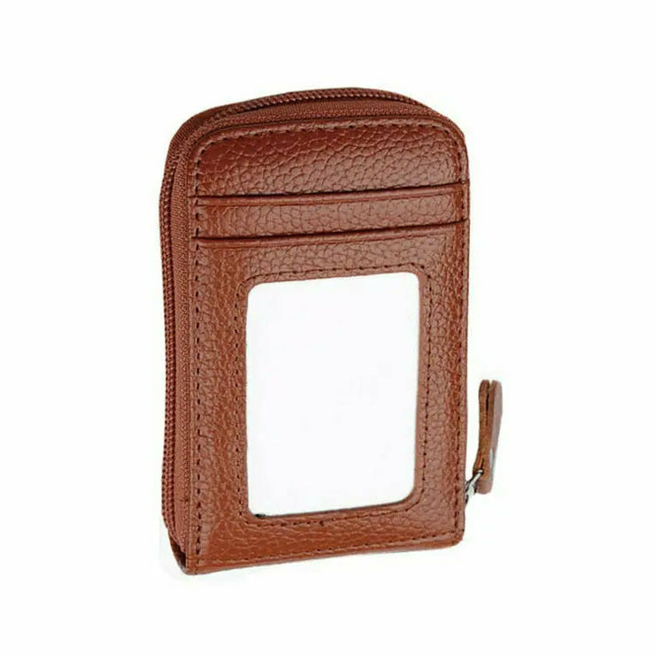 2021 New Vintage Genuine Leather Mens Wallet Credit Card Holder RFID Blocking Zipper Money Pouch Card Protect Case Pocket Purse