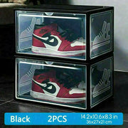 2pcs AJ Sneakers Shoe Box Hardened plastic shoe box Stackable Cabinet Storage Box high-top Dustproof