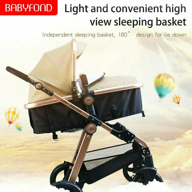 3 in 1 Baby Stroller Babyfond High Landscape Luxury Carriages Can Sit Reclining Two-Way Folding Shock Absorber Pram For Newborn