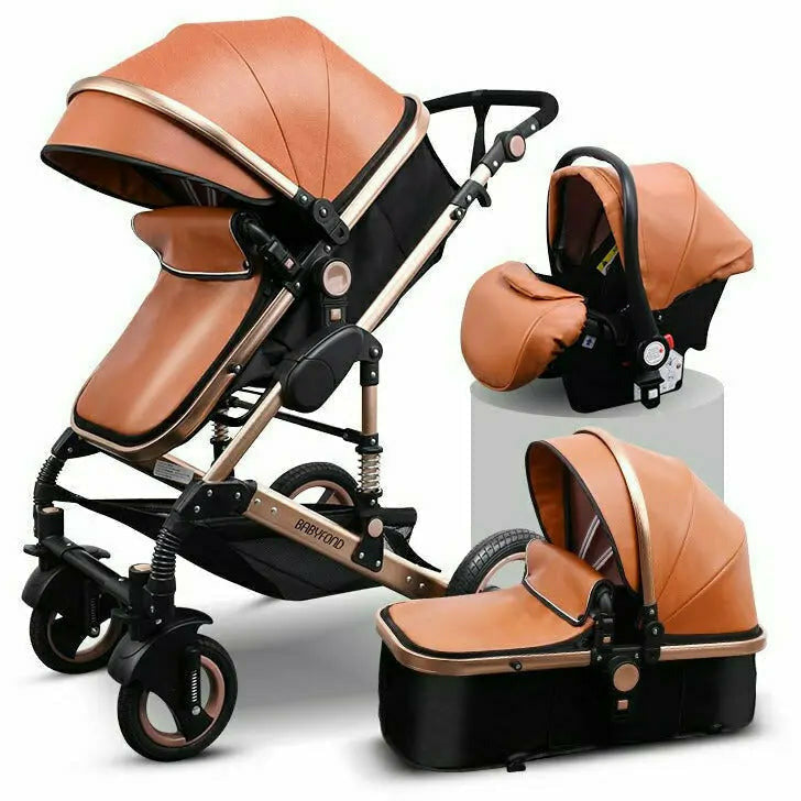 3 in 1 Baby Stroller Babyfond High Landscape Luxury Carriages Can Sit Reclining Two-Way Folding Shock Absorber Pram For Newborn