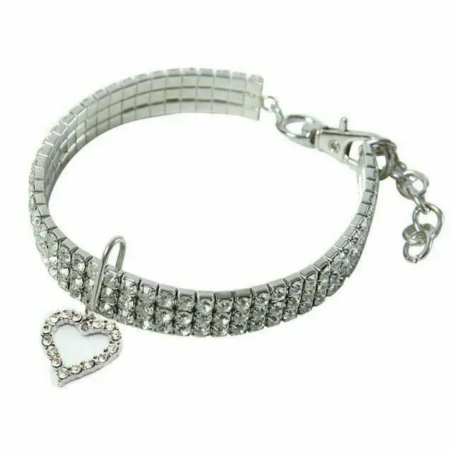 Bling Pet Dog Collar Fashion Bone Pendant Crystal Diamond Cat Collars For Small Medium Dogs Jewelry Necklace Pets Accessories