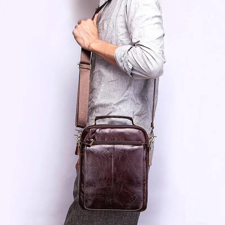 Casual Men Shoulder Bags Genuine Leather Crossbody Bag Large Capacity Male Messenger Bag Travel Business Sling Tote Quality