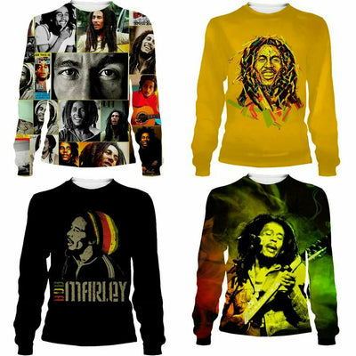 HOXIXIB 3D Print Jamaican Singer Bob Marley Sweatshirt Men's Long Sleeve Hip Hop Reggae Music Women Shirt Men Harajuku Sportswear