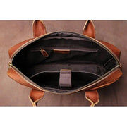 LEATHFOCUS Men's Genuine Leather Briefcases Man Vintage Messenger Bag 15.6 Inches Laptop Handbag Business Office A4 Document Bag