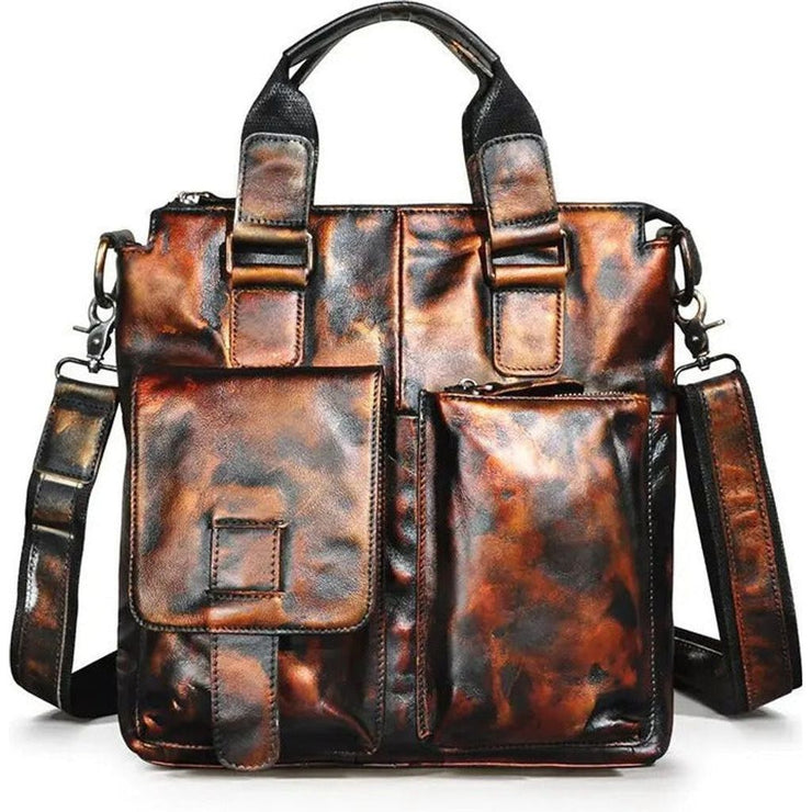 Men Quality Leather Antique Retro Business Briefcase 12inch Laptop Case Attache Portfolio Tote Shoulder Messenger Bag B259