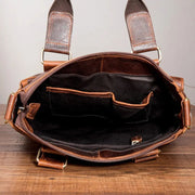 Men Quality Leather Antique Retro Business Briefcase 12inch Laptop Case Attache Portfolio Tote Shoulder Messenger Bag B259