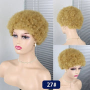 Short Curly Hair Wigs Pixie Cut Brazilian Human Hair For Black Women Natural Black Glueless Afro Kinky Curly Fluffy Hair Wigs
