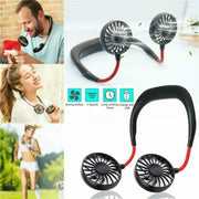 USB Rechargeable Neckband Sport Fan Lazy Neck Hanging Dual Cooling Portable Fan